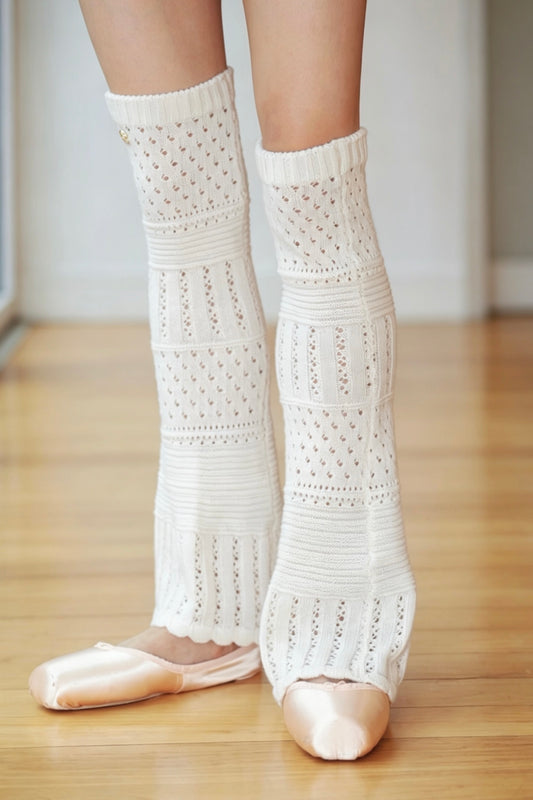 white knitted legwarmers