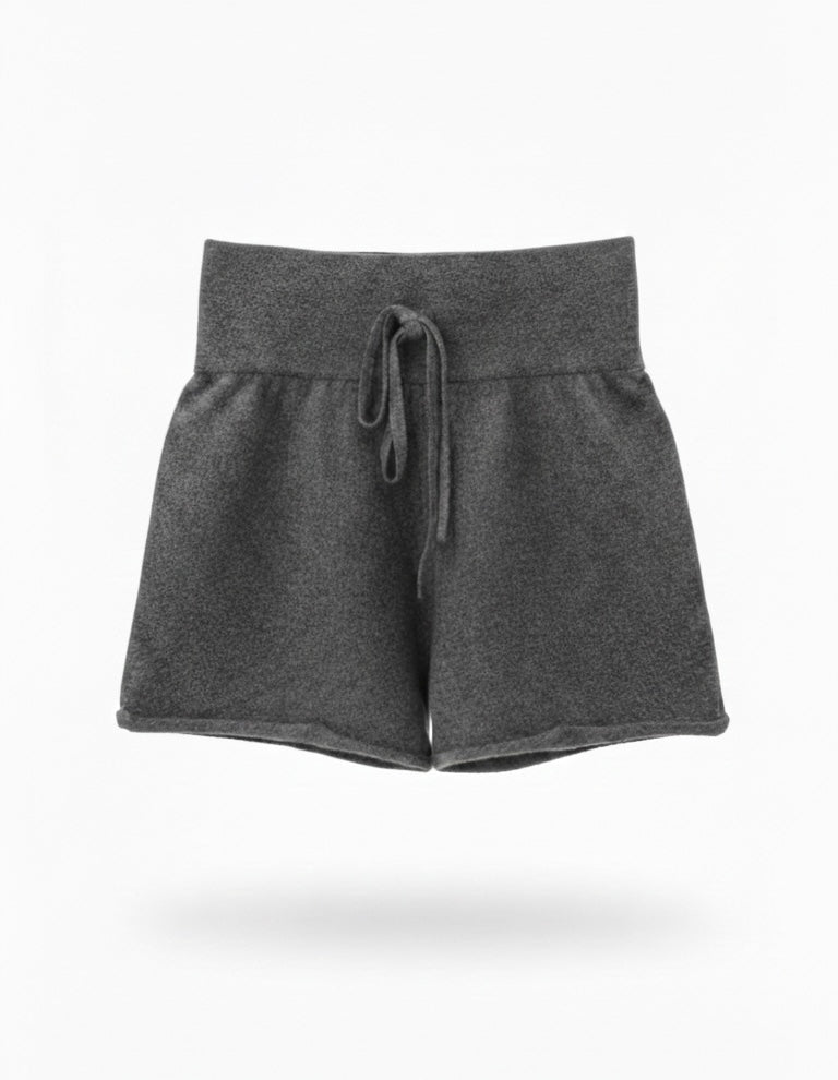 100% cashmere, cashmere shorts, warmup shorts, cashmere knit
